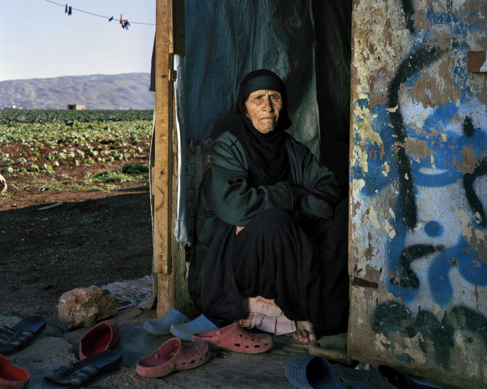 Saada Al Jomaa, 102, pictured in her son's rented home in Nabi Chit, Bekaa Valley, Lebanon.