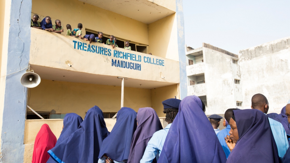 Students gather for morning assembly at Treasures Richfield College, Maiduguri, Borno State, Nigeria.