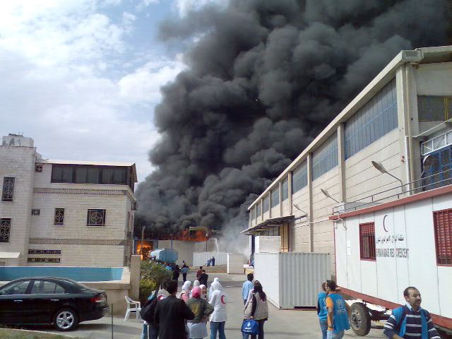 Syria. Fire at Douma reception centre