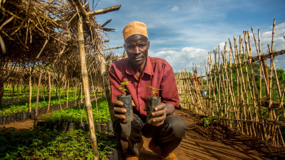 Abdu Ali, 42, works at a tree nursery project for the Tanzanian host community.