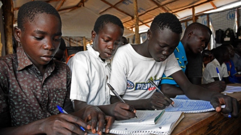 Uganda. The overcrowded school educating South Sudanese refugees