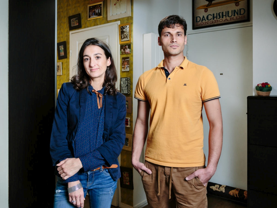 Marion (left) opened her home in Les Lilas, Paris, to Shir Bahadar (right), a 26 year old refugee from Afghanistan.