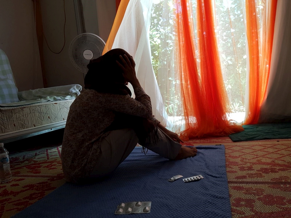 Refugee in her tent in Regional Processing Centre 3, Nauru