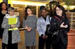 Reception in honour of members of UNHCR's inaugural Advisory Group on Gender, Forced Displacement and Protection. From right to left, advisory group members Dubravka Šimonovic, from Croatia, speaking; Kah Walla, from Cameroon; Amira Yahyaoui, from Tunisia; Sima Samar, from Afghanistan; Patricia Sellers, from Belgium.