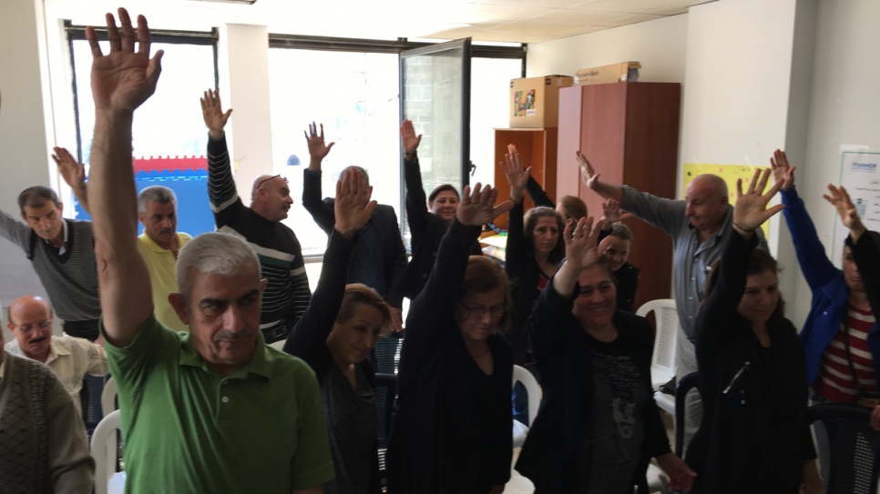 Les réfugiés iraquiens au Liban accueillis dans un centre de jour de l'organisation caritative Caritas à Beyrouth. 