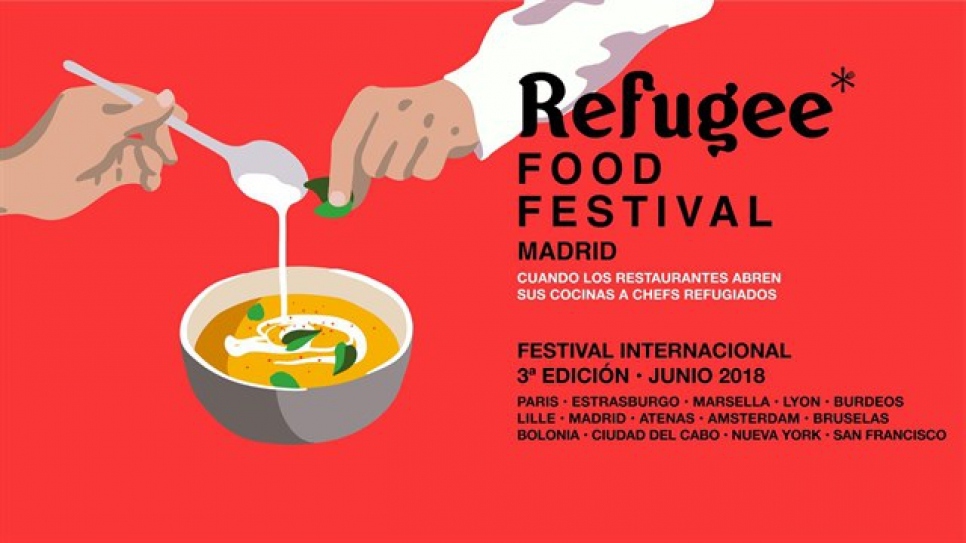 Afiche de la 3ª edición del Festival Gastronómico \X2FConLosRefugiados.