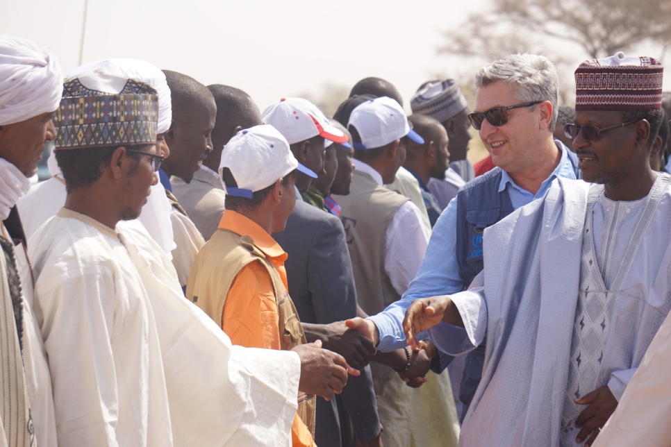 UN High Commissioner for Refugees Filippo Grandi meets displaced people in Diffa, Niger.