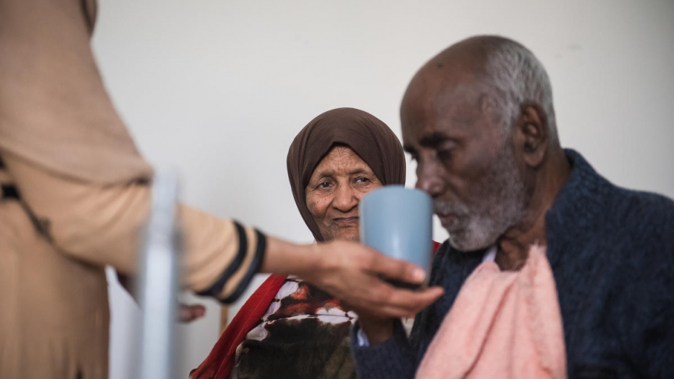 Fadumo Nour Zein, 81, and her husband Ali, 85, fled Mogadishu in 2008 and became refugees in Syria. Three years later, war displaced them again.