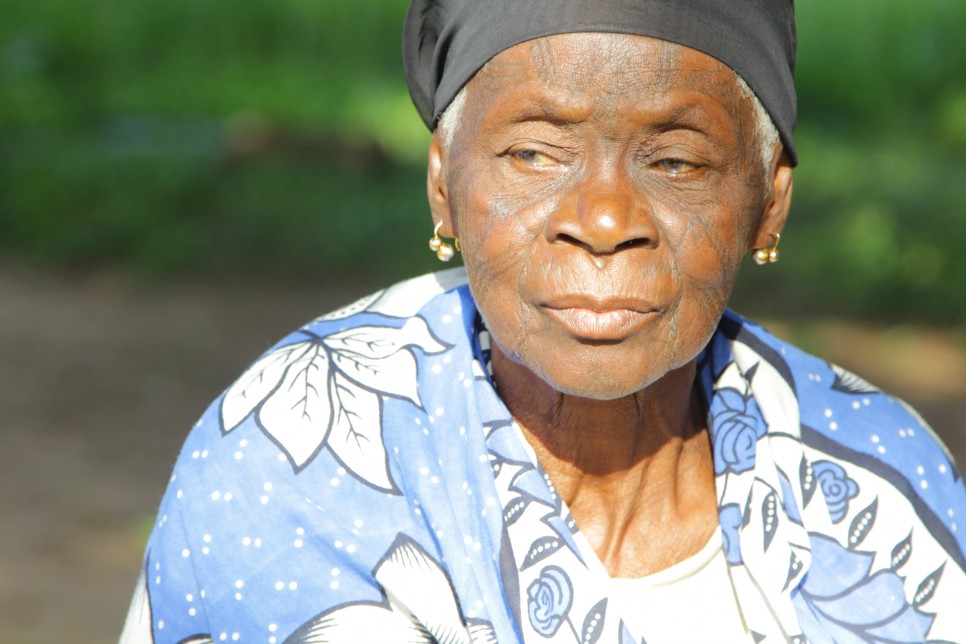 Makonde woman displaying their indigenous face tattoos Pic/UNHCR