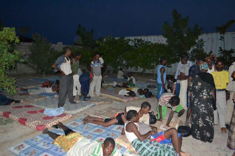 Living conditions in the Mayfa'a Hadjar Transit Centre.