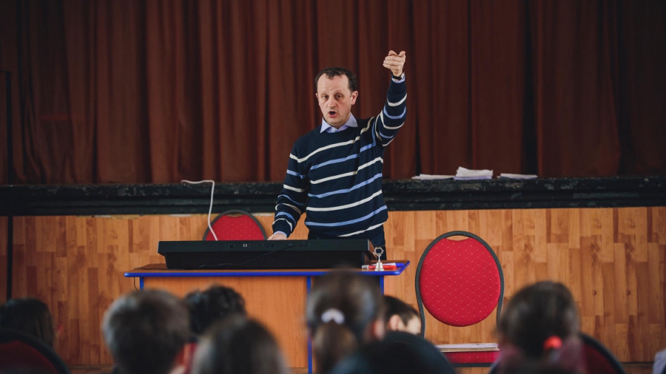 Choir practice at King Ferdinand High School in Bucharest.