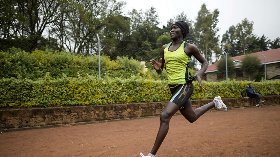 Rose Nathike Lokonyen, the flag bearer at the Rio 2016 Opening Ceremony, trains in Kenya before arriving in Brazil.