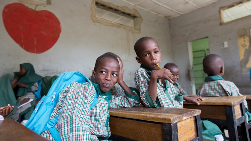 Adam Alhaji et Abubakar Muhammed, tous deux âgés de 8 ans, sont de bons amis et aiment étudier à l'école de la Fondation islamique des prouesses futures (I) à Maiduguri.