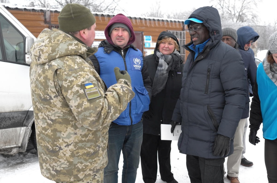 Ukraine. Visit of the AHC to Maiorsk Checkpoint on the contact line between government-controlled and non-government controlled area in east Ukraine.