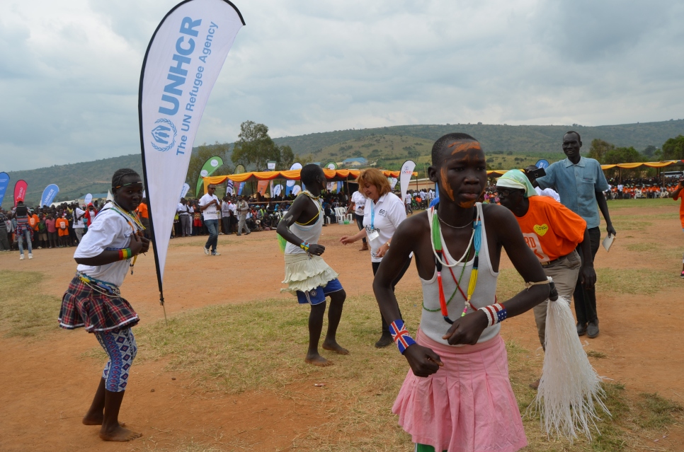 Gambella cultural dance at the World Refugee Day national celebrations in Uganda.