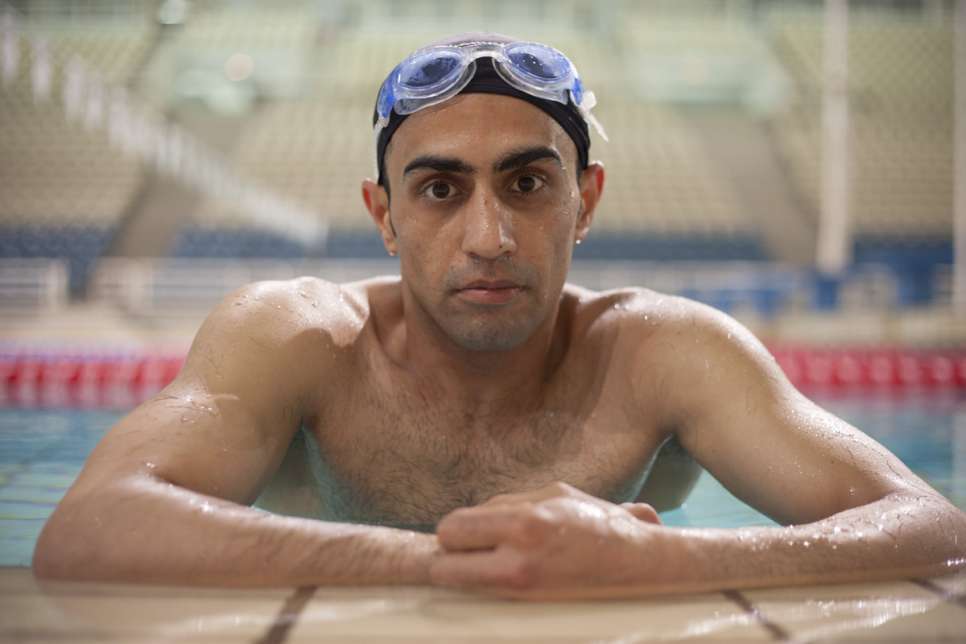 Even when he worked full-time as an electrician in Syria, Ibrahim swam competitively.