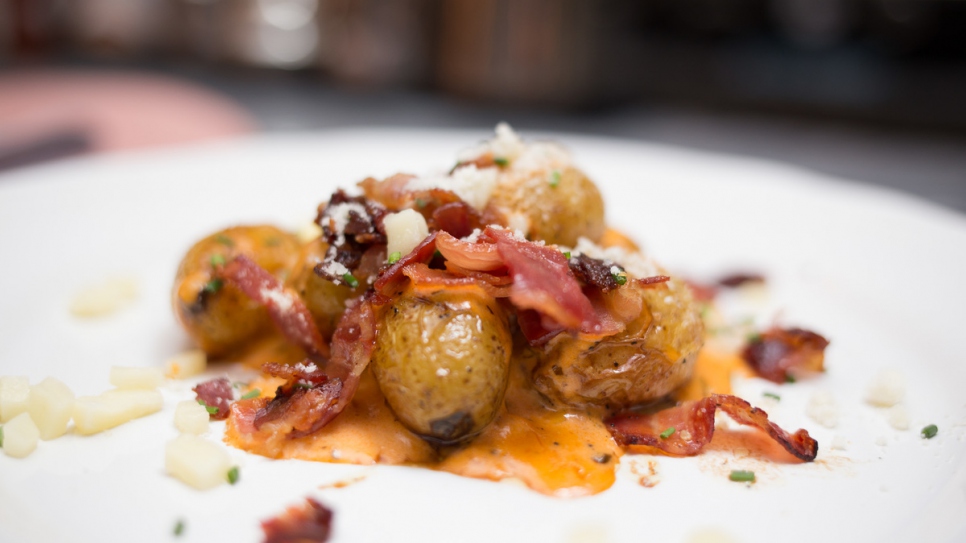 A dish served by Ukrainian refugee chef Natalia at Restaurant Gigi in Madrid.