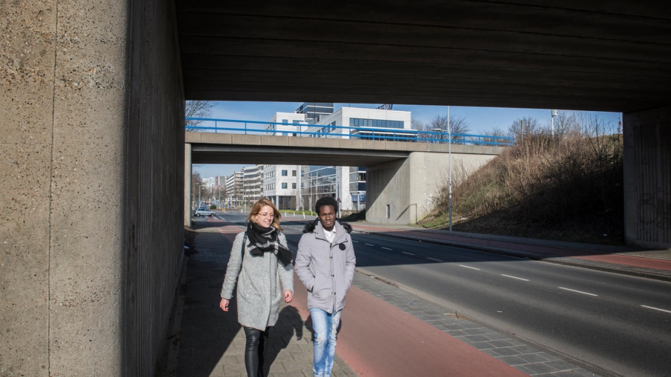 Amber Borra, 26, a psychology student, helped Adrian learn Dutch and adjust to his new life in the Netherlands.