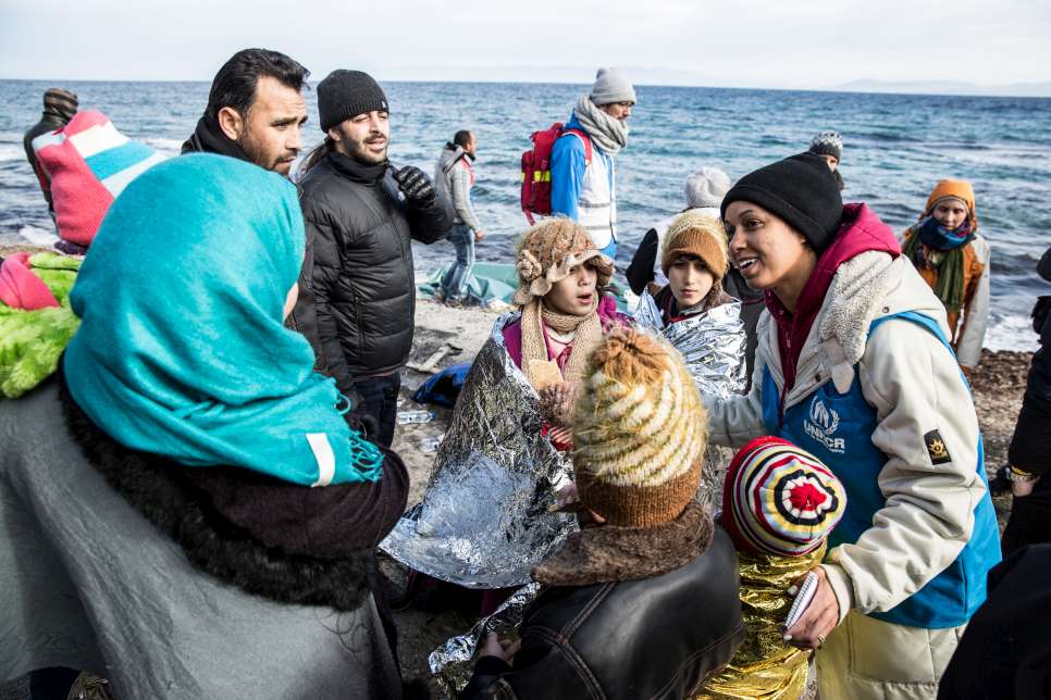 Greece. Refugees recuperate after voyage.