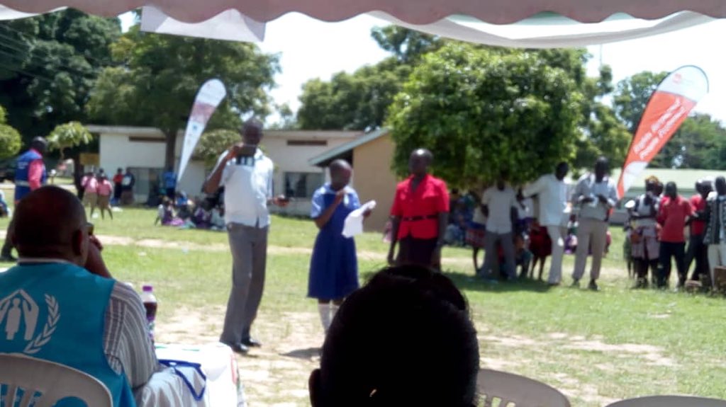 Guest of honor giving speech during the celebration