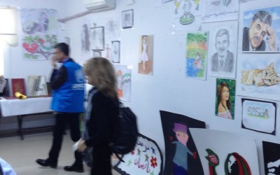 Art work made by young refugees at Nizip Camp being exhibited