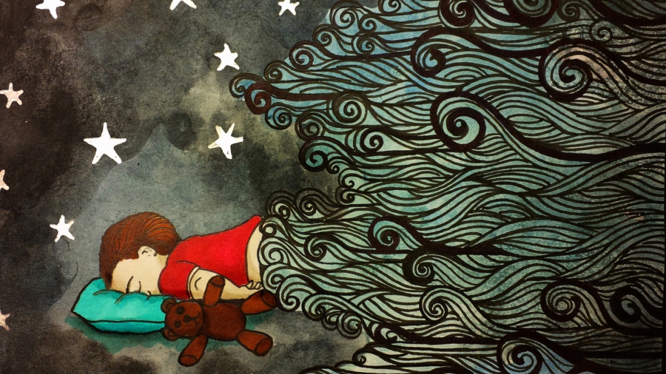 Malaysia. illustration of Alan Kurdi