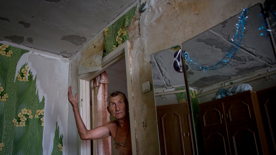 Nikolai Golovchenko, 69, returned to his badly damaged home after spending several weeks in the southeastern region of Zaporizhzhia.