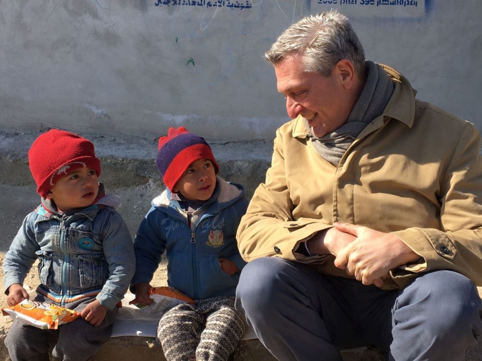 Syria.  UN High Commissioner for Refugees visits Aleppo's Jibreen shelter