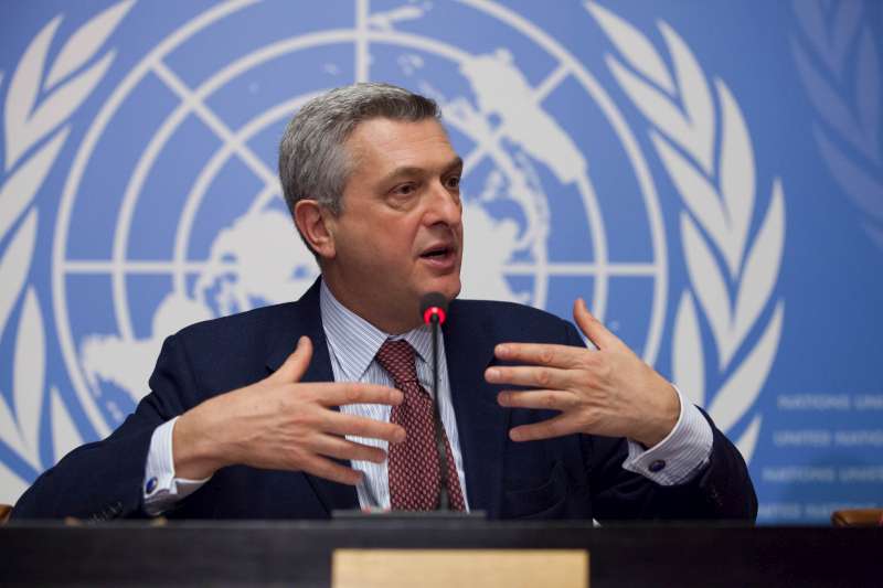 El Alto Comisionado de las Naciones Unidas para los Refugiados, Filippo Grandi, durante su primera conferencia de prensa como jefe de la agencia.