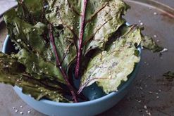 'BAKED BEET GREEN CHIPS

FIND RECIPE HERE:  http://www.eatthriveglow.com/baked-beet-green-chips/'