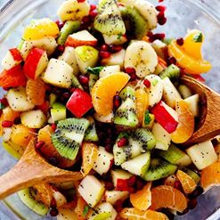 'This is THE BEST WINTER FRUIT SALAD!!  So delicious and mouthwatering with fresh winter fruit and drizzled in a honey lime poppyseed dressing.
RECIPE HERE: http://therecipecritic.com/2017/01/best-winter-fruit-salad/'