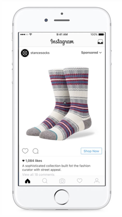 Facebook slideshow ad example from Stance Socks on mobile