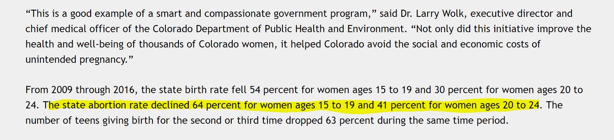 Colorado successfully reduced their  teen abortion rate by 64% with education and access to contraception.