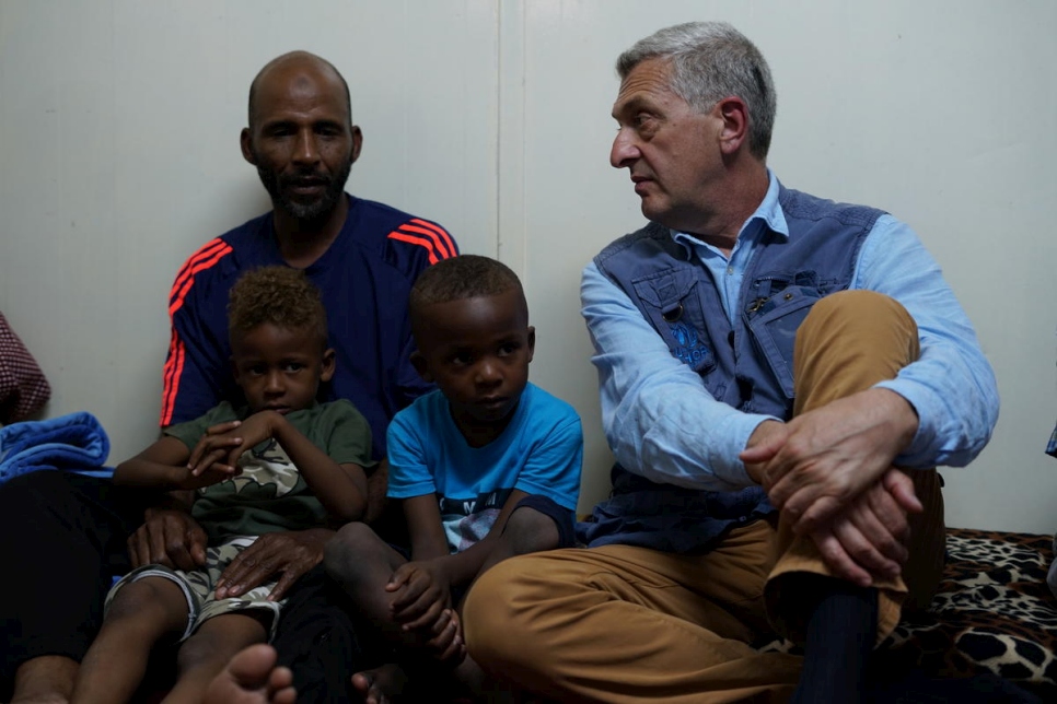 Libya. UN's High Commisssioner for Refugees meets displaced families