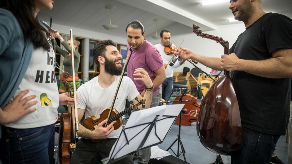 Waseem Hariri, a 26-year-old violinist from Damascus, who fled Syria in 2015.