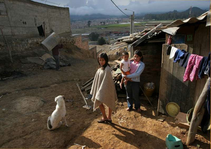 An IDP family living in dire conditions in the <em>barrio</em> of Los Altos de la Florida, just outside Bogota.