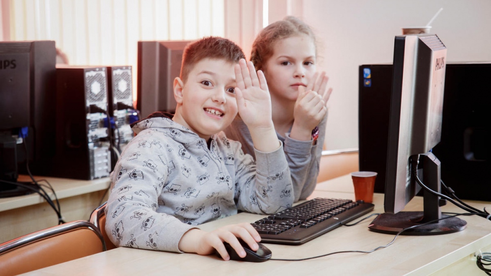 Seven-year-old David from Ukraine creates his own computer game.
