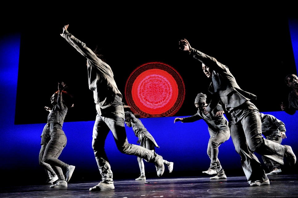 2016 Nansen Refugee Award ceremony. Dance troupe, The Grey People, perform a dance capturing the struggle experienced by many refugees throughout the world.