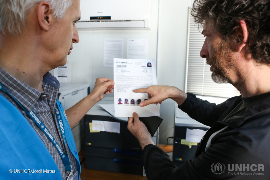 Jordan. UNHCR High Profile Supporter Neil Gaiman visits urban refugees in Amman