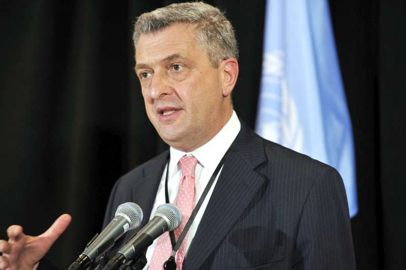 Filippo Grandi s'exprimant lors d'un événement en 2013 en tant que Commissaire général de l'UNRWA.