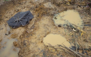 Des grandes empreintes de pas signalent l’endroit où un éléphant sauvage a tué un Rohingua et son fils. © HCR/Keane Shum