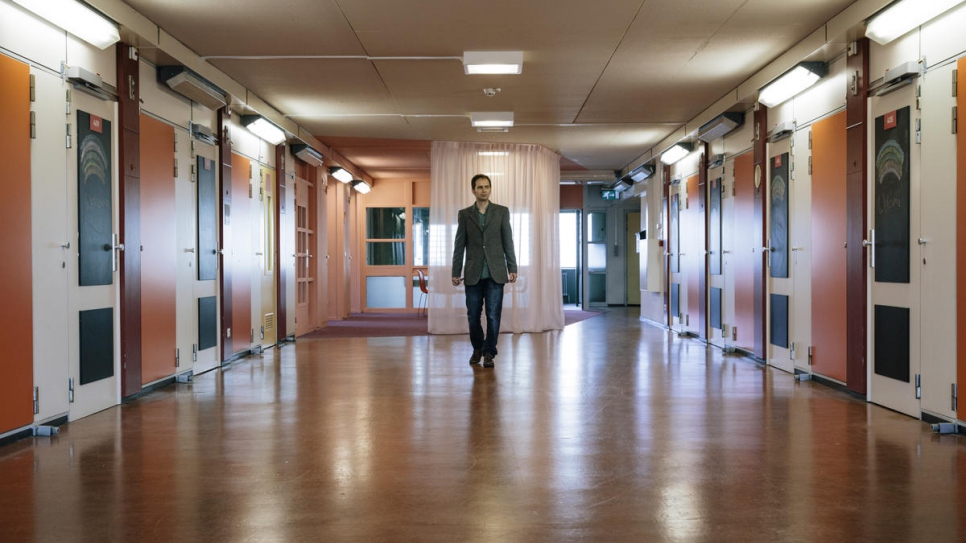 "Guests love it because it's different." Wassim Al Wattar, a refugee from Damascus, worked on the reception desk of the Movement Hotel in Amsterdam.