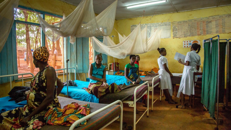 Congolese refugees at a busy maternity ward at the main hospital in Nyarugusu refugee camp in Tanzania.