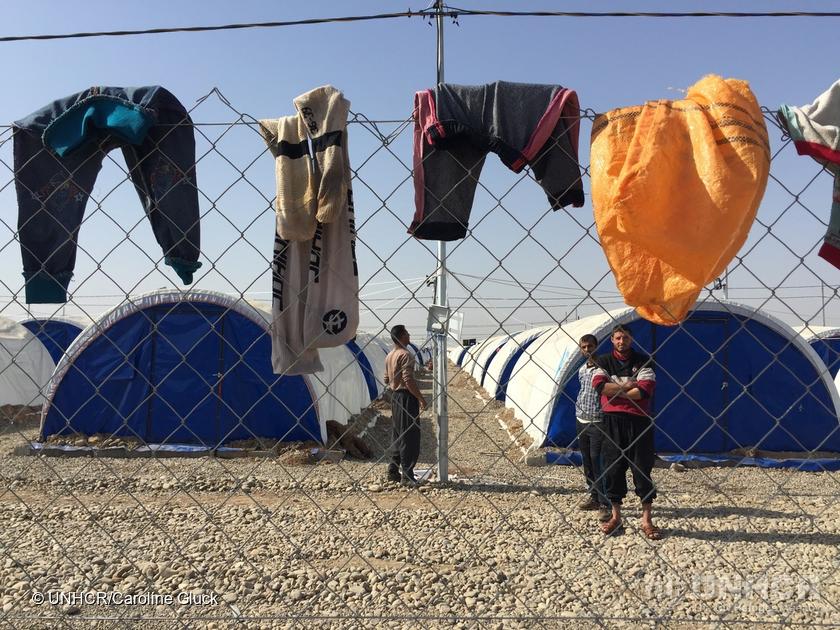 Iraq. Displaced families from West Mosul find shelter at Hammam Al Alil camp
