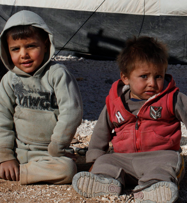 Syrische kinderen in een vluchtelingenkamp
