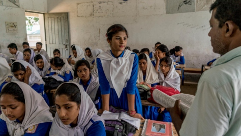 Bangladesh. Rohingya Refugees from Myanmar and local Bangladeshi students attend school together