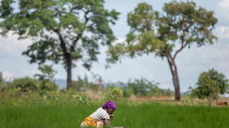 Hadija Masunguko, 34, works at the tree nursery in Nyarugusu refugee camp. 