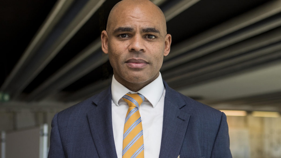 Le maire de Bristol, Marvin Rees, lors du 11e Dialogue du Haut Commissaire sur les défis de protection à Genève. 