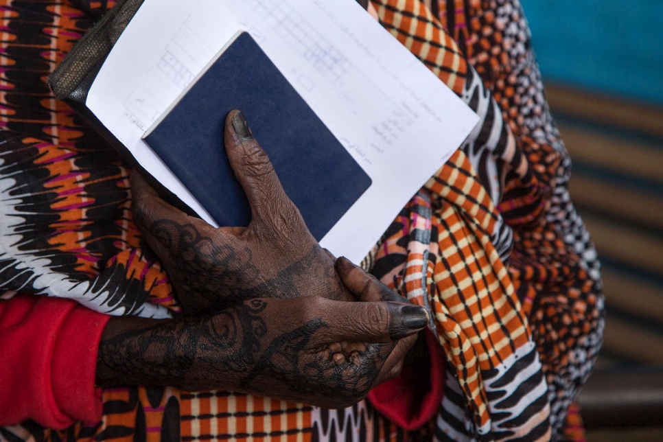 South Sudanese refugee Abok waits to schedule an appointment at the UNHCR office in 6th of October City, on the outskirts of Cairo.