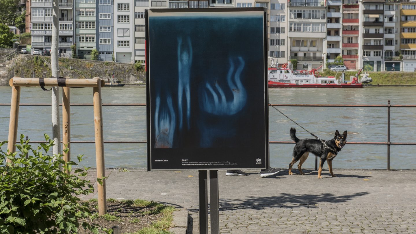 Switzerland. Art Stands with Refugee Women in Basel, with the art and poster project “Where should birds fly after the last sky?”